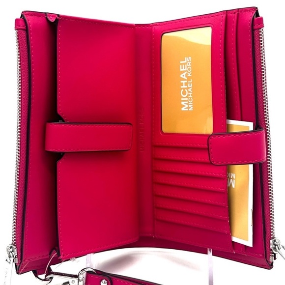 Michael Kors Double Zip Wallet Wristlet Electric Pink Multi (NWT) - Picture 7 of 9